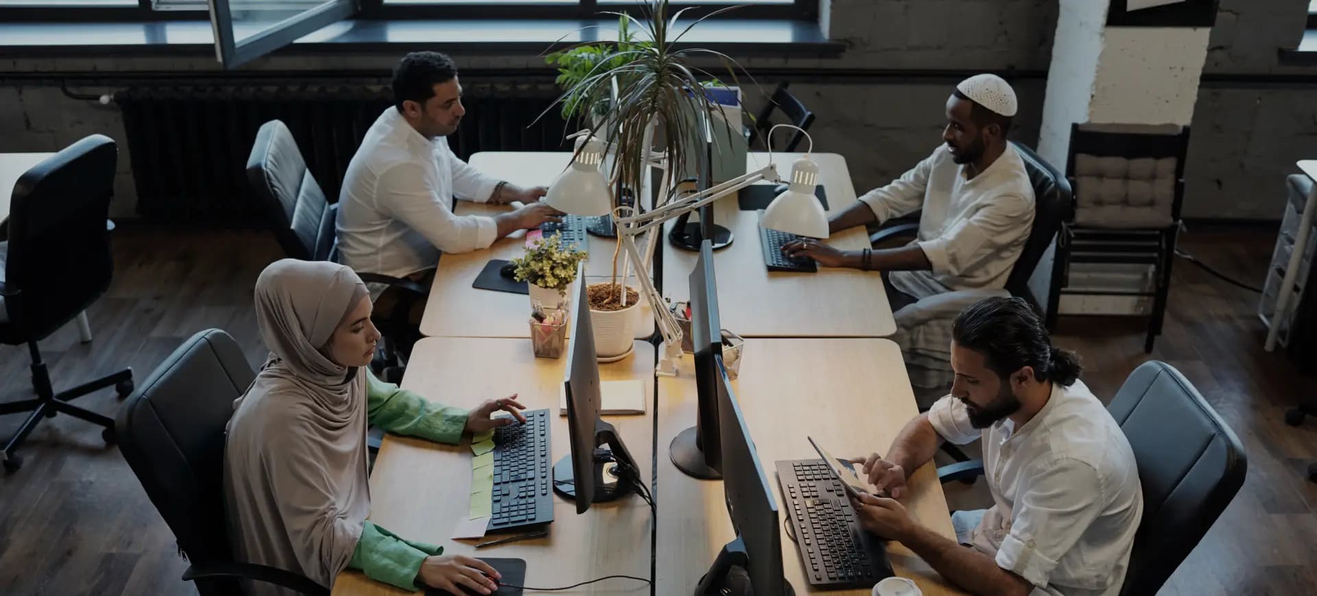 Team working together in an office